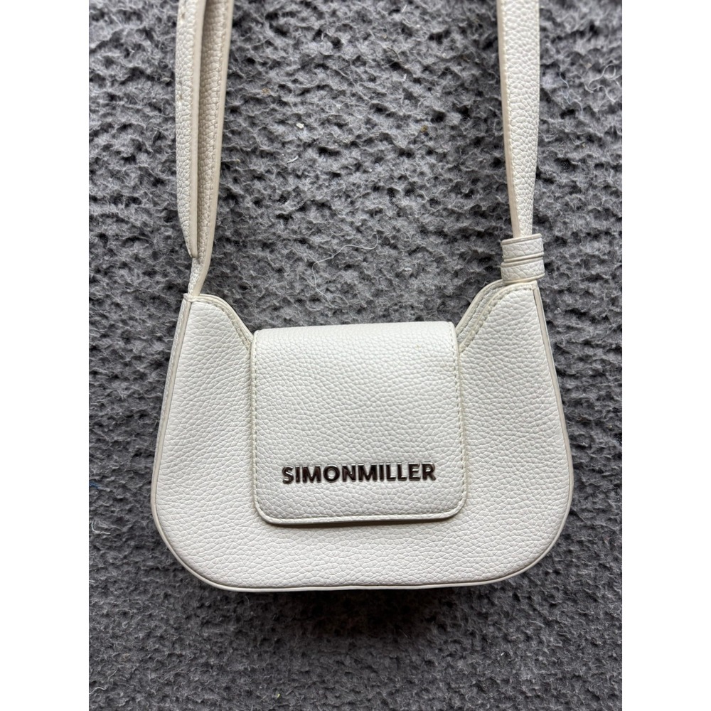 Simon Miller Womens Retro Leather Magnetic Adjustable Mini Crossbody Bag‎ White